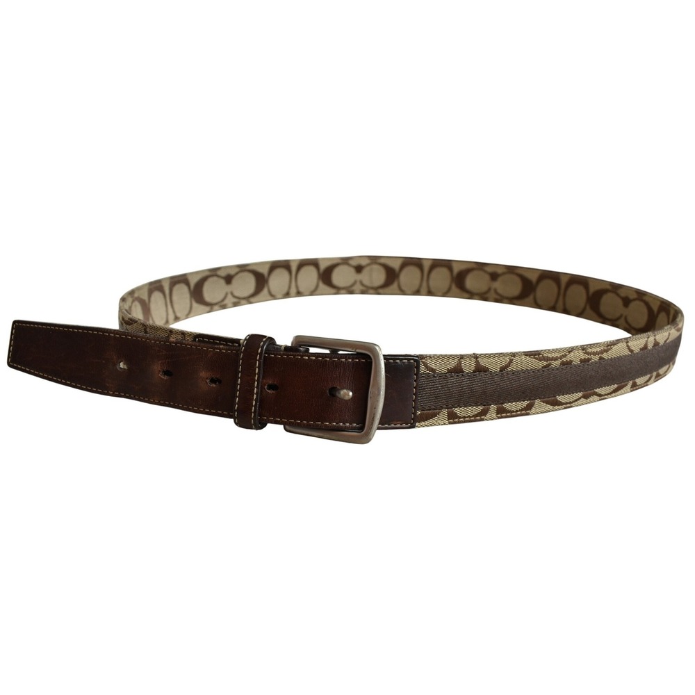COACH‎ Signature Monogram Leather Trim Belt Men's Size 40